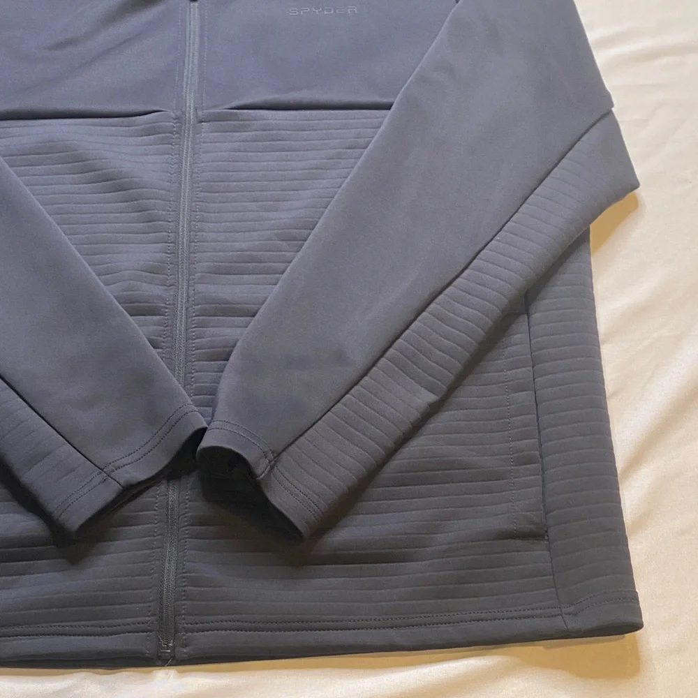 Spyder Active Charcoal Gray‎ Performance Full Zip Hooded Jacket-NWOT
